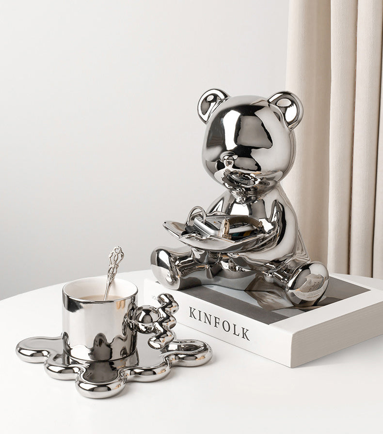 A Luxury Ceramic Teddy Bear Silver