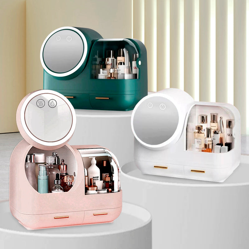 New Cosmetic Organizer with LED Mirror and Anti-Sweat Fan PRO