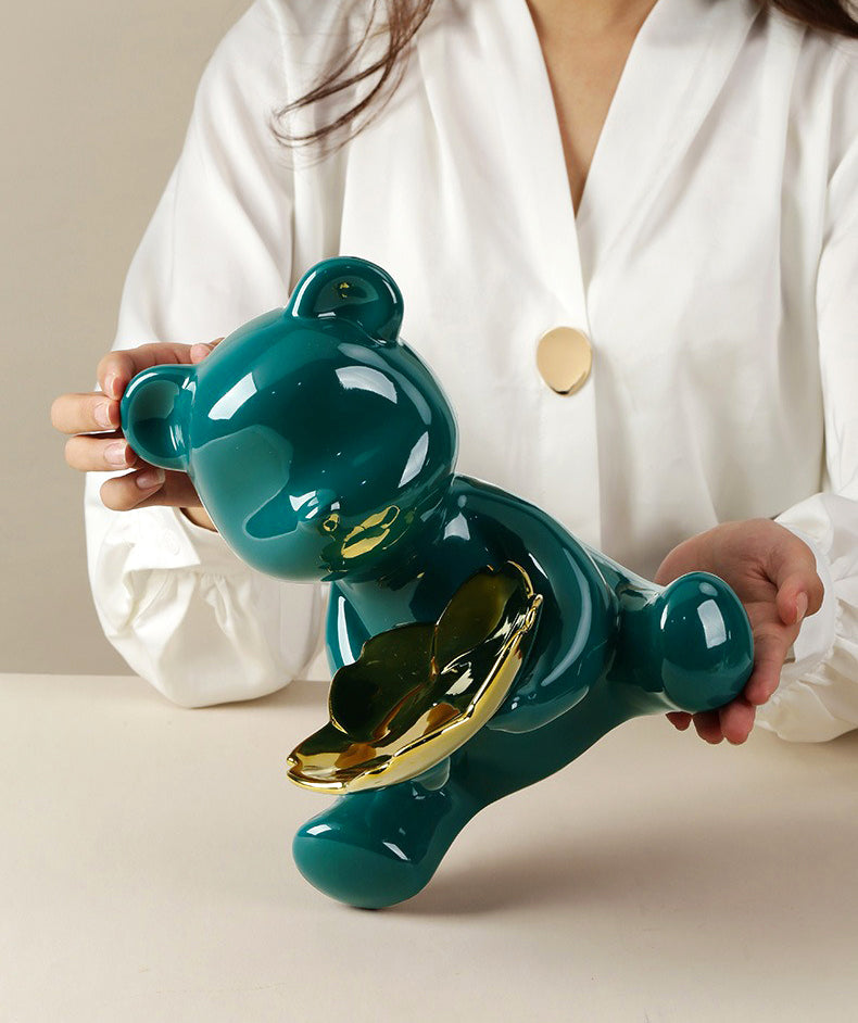 A Luxury Ceramic Teddy Bear Green